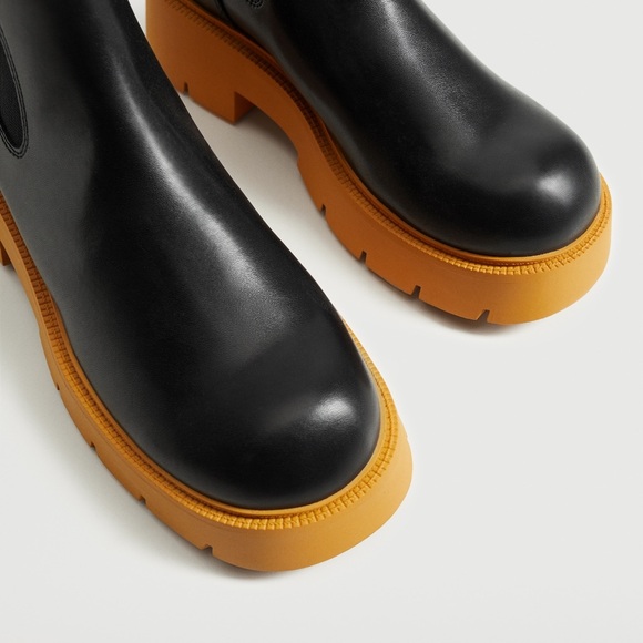 Mango Ankle Boots Size 37 Black Elasticated Sock Chunky Contrast Soles 37/6.5 - Picture 6 of 12